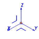 The blue three-axis X-Y-Z triad that SolidWorks shows when creating a Coordinate System